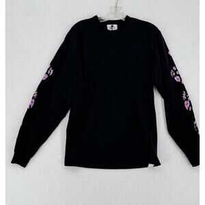 Warren Lotus Mens Purple Skulls Black Jersey Crew Long Sleeve T Shirt Sz S